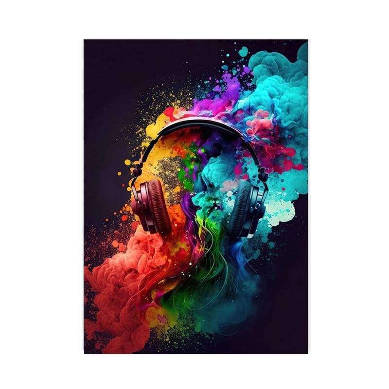 Watercolor Cool Monkey Headphone Dj Music Poster And Print Canvas Painting Animal Wall Art Pictures for Living Room Home Decor