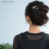 JewelVOX Kanzashi Hairpin for Hair Hair Star Design Women, Accessories, Two-Piece Stick, U-Shaped, Pearl, (Star, Gold)
