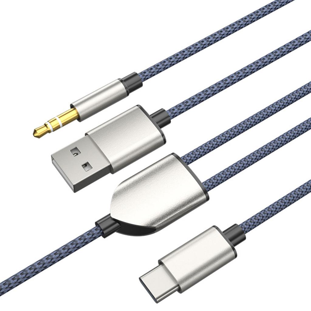 120cm/3.9ft Type-C Cable 3.5mm AUX Cord Line 2 In 1 Audio Charging Cable Supports for Car Stereo/Speakers/Headset