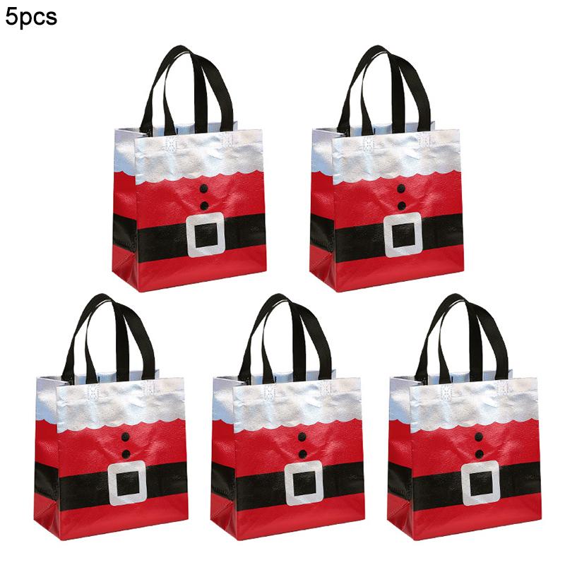 

5/10Pcs Christmas Gift Wrapping Bag Santa Claus Non-Woven Tote Bag 2025 Christmas Decoration For Home New Year Kids Gift Favors Other