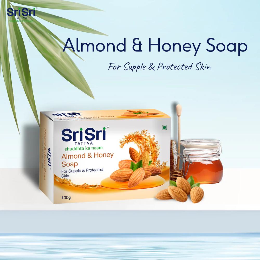 Sri Sri Almond Honey Soap - For Supple & Protected Skin, 100 G