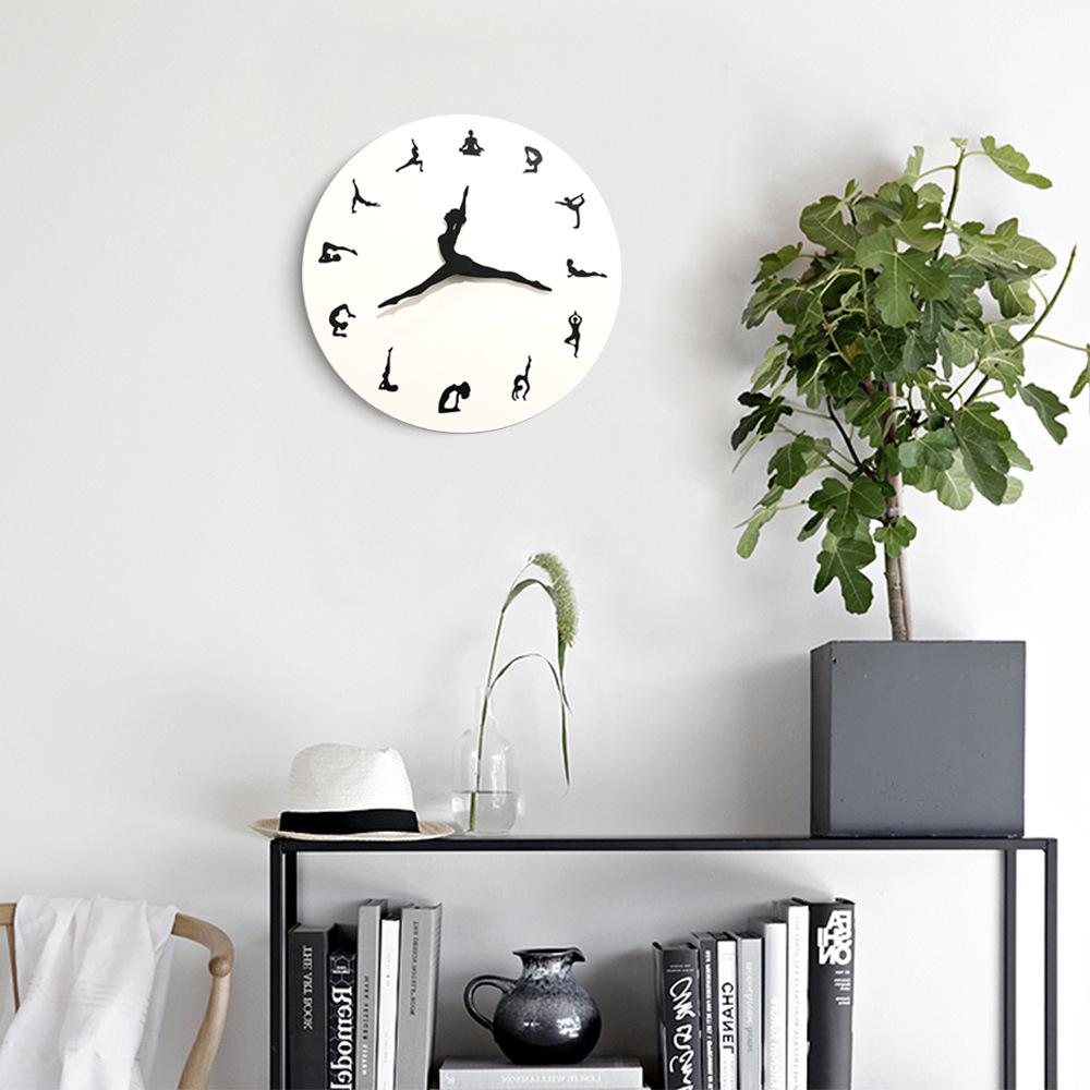 Creative Yoga Fashion Decorative Wall Clock for Living Room or Bedroom