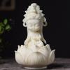 Miniature Ivory Carving Buddha Lotus Bottom Statuette Office Decoration Tea Pet Crafts Home Car Decoration Souvenirs