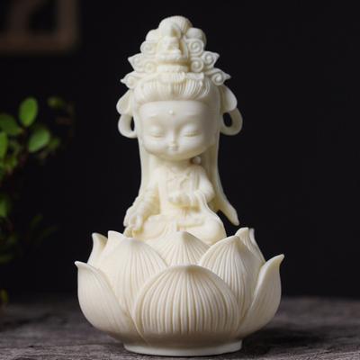 Mini Fildişi Oyma Buda Lotus Altlıklı Heykelcik Ofis Dekorasyonu Çay Evcil Hayvan El Sanatları Ev Araba Dekorasyonu Hediyelik Eşyalar