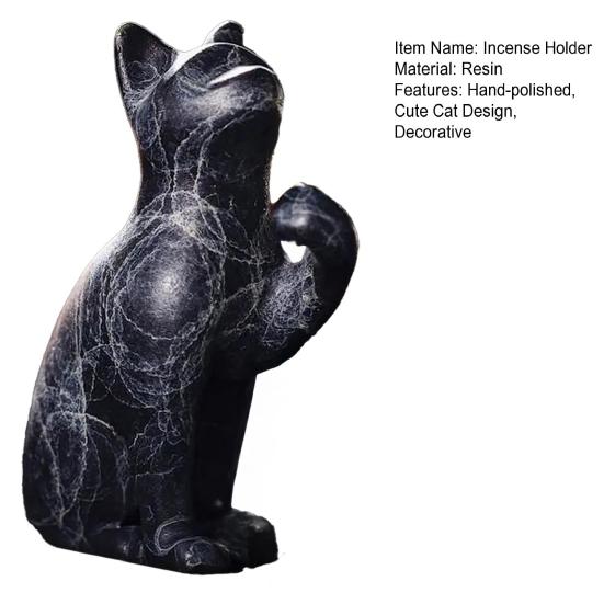 Yousheng Katze Räucherstäbchenhalter Schwarze Katze Räucherstäbchenhalter Handpolierter Dekorativer Räucherbrenner zur Entspannung Meditation Katzenliebhaber