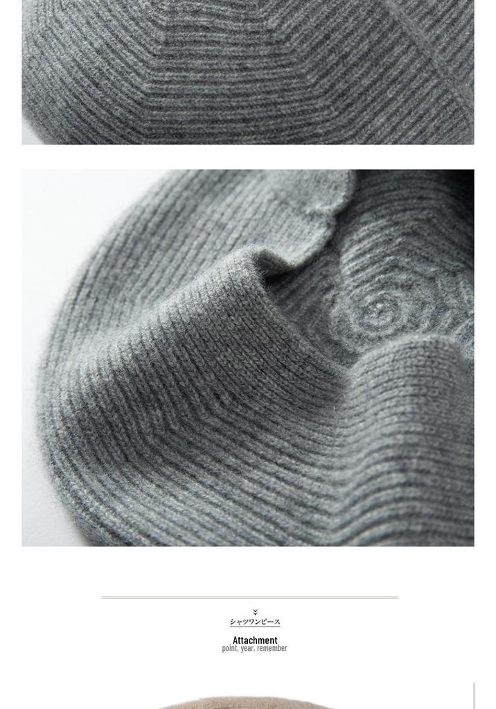 Women's 100% Pure Cashmere Beret for Autumn/Winter - Warm, Versatile, French Style, Large Fit, Slimming, Thick Knit, Solid Color.