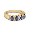 Blue Sapphire Oval Half Eternity Ring - 925 Sterling Silver Gold Vermeil