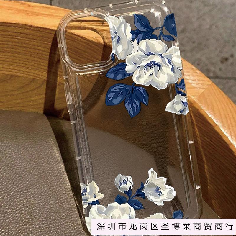 Simple Flower iPhone Case 7/8 Apple 11/12/13/14/15/16 ProMax Transparent Phone Case