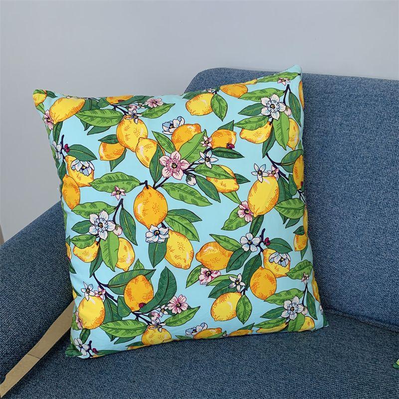 

Print Pure Cotton Fabric Living Room Cushions Sofa Pillow Cases Print Unique Bay Window Bed Head Backrest Cushion Removable and Washable 1 lemon pure cotton active Print 40X40cm