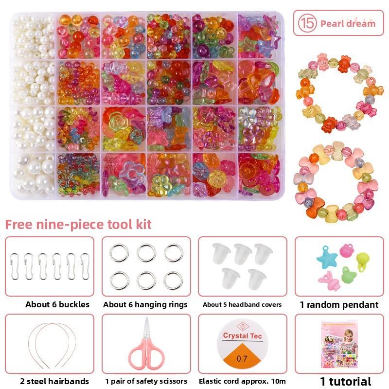Children Bead Crafting Set Colorful Plastic Materials Handmade Accessories Gift