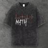 Unisex Love Math Graphic T Shirt Washed Black Y2K Style S-3XL