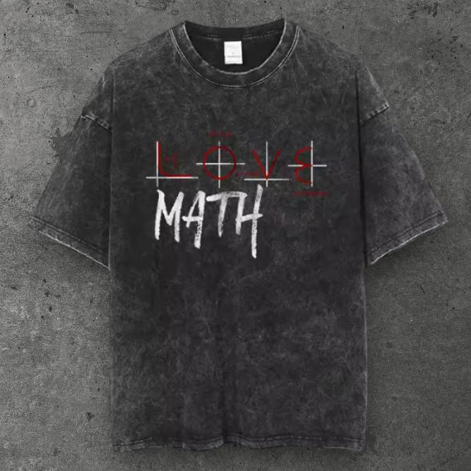 Unisex Love Math Graphic T Shirt Washed Black Y2K Style S-3XL S разноцветный