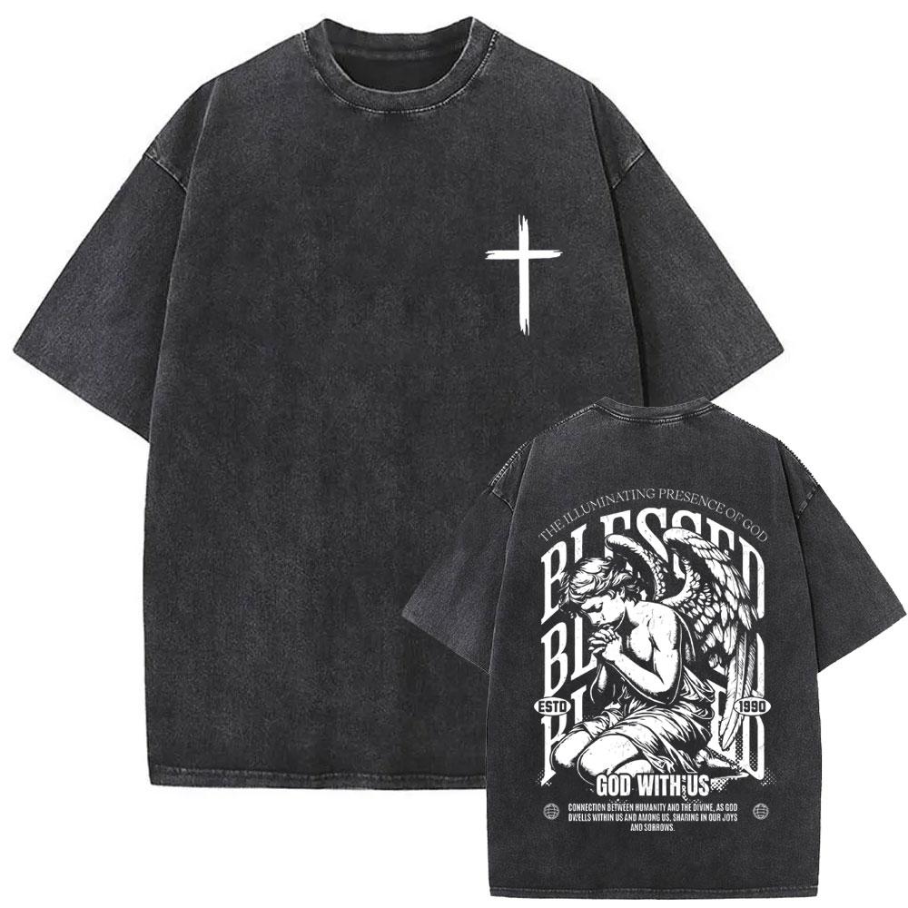 Awesome Christian Jesus Bible Verse Vintage Washed Tshirts Men Women Casual Cotton Oversized T Shirts Hip Hop Retro Streetwear