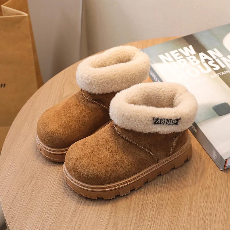 Winter Toddler Outdoor Ankle Boots   Kids Furry Hairy Snow Boots for Girls Non-slip Warm Children's Causal Plush Boots