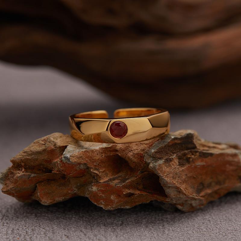 S925 Sterling Silver 18K Natural Sapphire Citrine Limestone Colored Treasure Ring Does Not Fade Niche High Sense