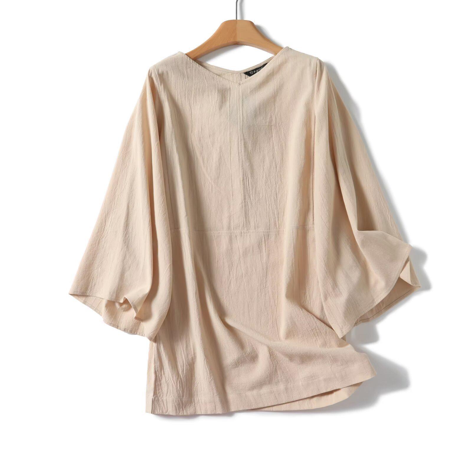 

2025 Spring Women s V-Neck Loose Fit Solid Color Pullover Dress L