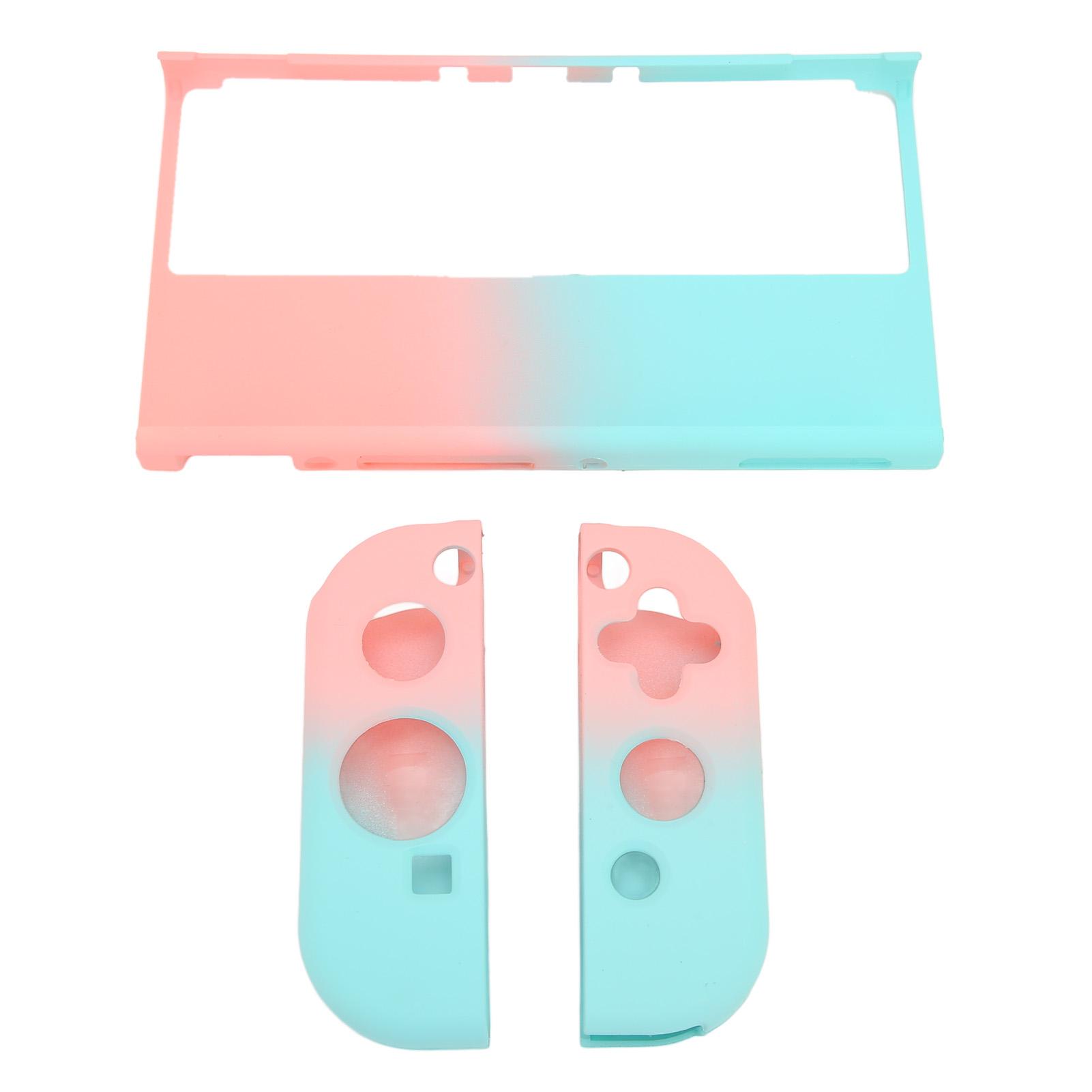 

Game Console Cover Case Gradient Ergonomic Grip Game Console Silicone Protective Case for Switch OLED Blue Pink
