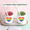 2 Roll Gay Pride Stickers Rainbow Heart Shaped Tape LGBT Sticker for Pride Parades Festival Party Decoration (1000 Pcs)