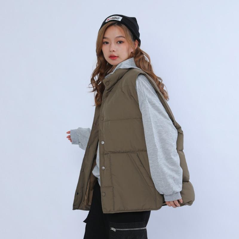 

Пуховый жилет из простого пуха белой утки без рукавов со стойкой воротником женский новый пуховый жилет One size