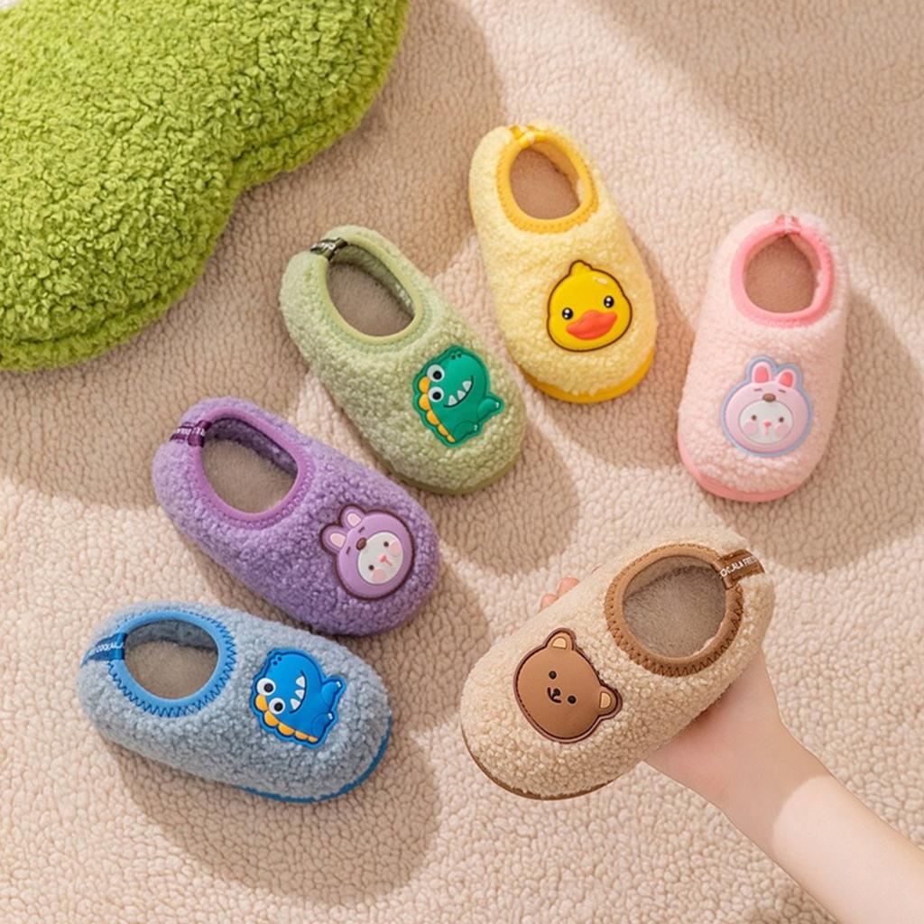 Dětské bavlněné boty, roztomilé zimní domácí boty pro chlapce a dívky, dětské kojenecké měkké podrážky, protiskluzové a teplé plyšové bavlněné boty