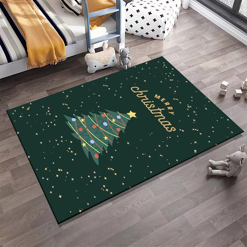 Christmas Tree with Stars Design Rug Non-slip rug suitable for living room and bedroom sofas