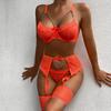 Women Sexy Lace Bra Garter Set With Chain Bow