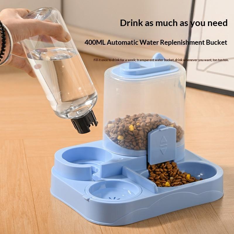 2-in-1 Dry Wet Separation Pet Feeder Water Dispenser Large Capacity Durable Plastic for Multi-Pet Family Home Use
