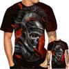 Tendenza moda estiva, T-shirt divertente e creativa, fantastico motivo stampato in 3D con teschio, T-shirt casual e comoda