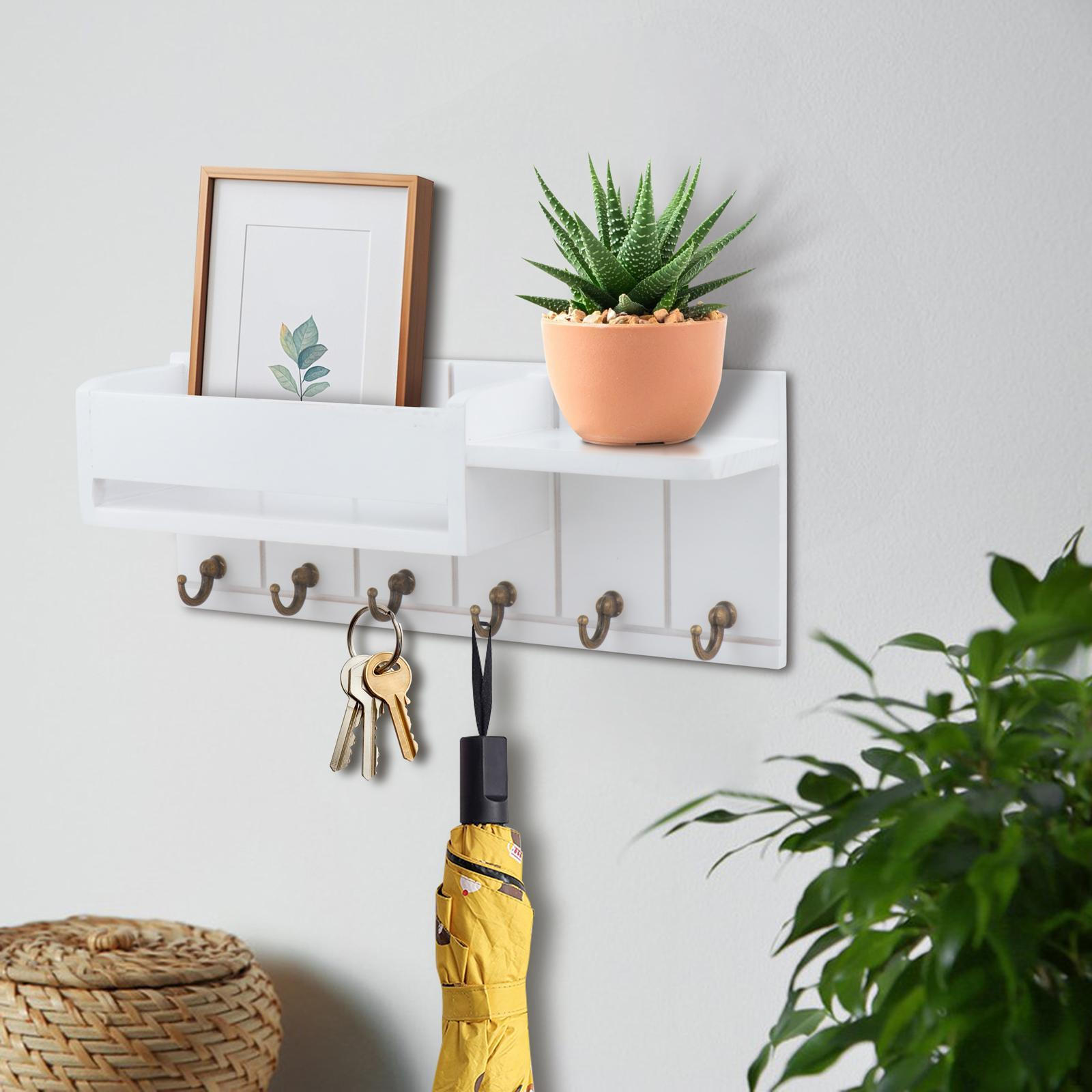 Деревянная ключница Полка для почты Декорация Декоративный настенный органайзер Полка для хранения пальто Квартира белый 1980₽