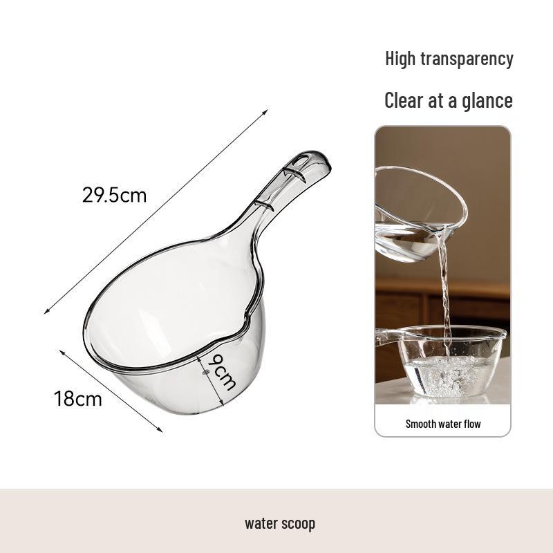 FaSoLa Unbreakable Large Water Ladle: Deep, Thickened, Transparent Plastic with Long Handle for Home Kitchen Use