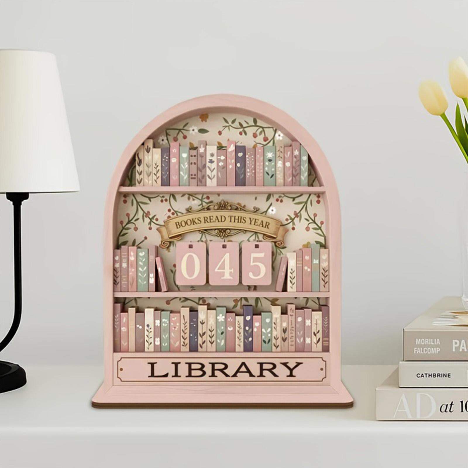 

Reading Counter, Wooden Handicraft Display Pieces, Record-keeping Reading Bookshelf Decorative Items, Gifts one size