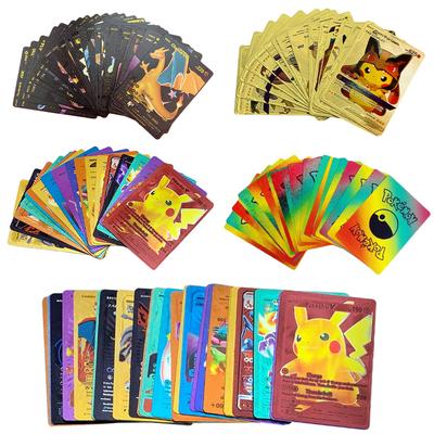 55Pcs Gold Foil Assorted Playing Cards VSTAR GX EX VMAX MEGA TAG TEAM Energy Trainer Charizard Pikachu Rare Pokemon Cards B39