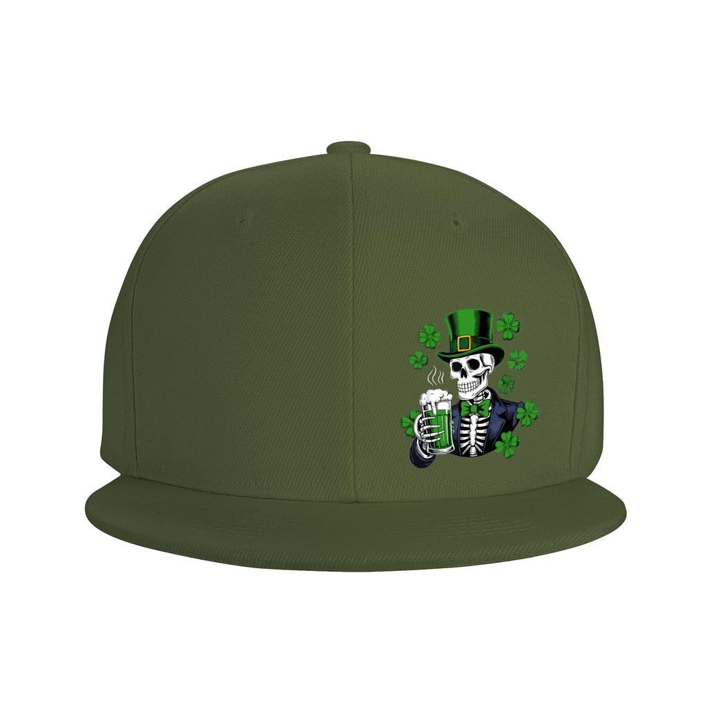 Skeleton Leprechaun Drinking Beer St Patricks Day Snapback Cap Adjustable Baseball Hat for Adults