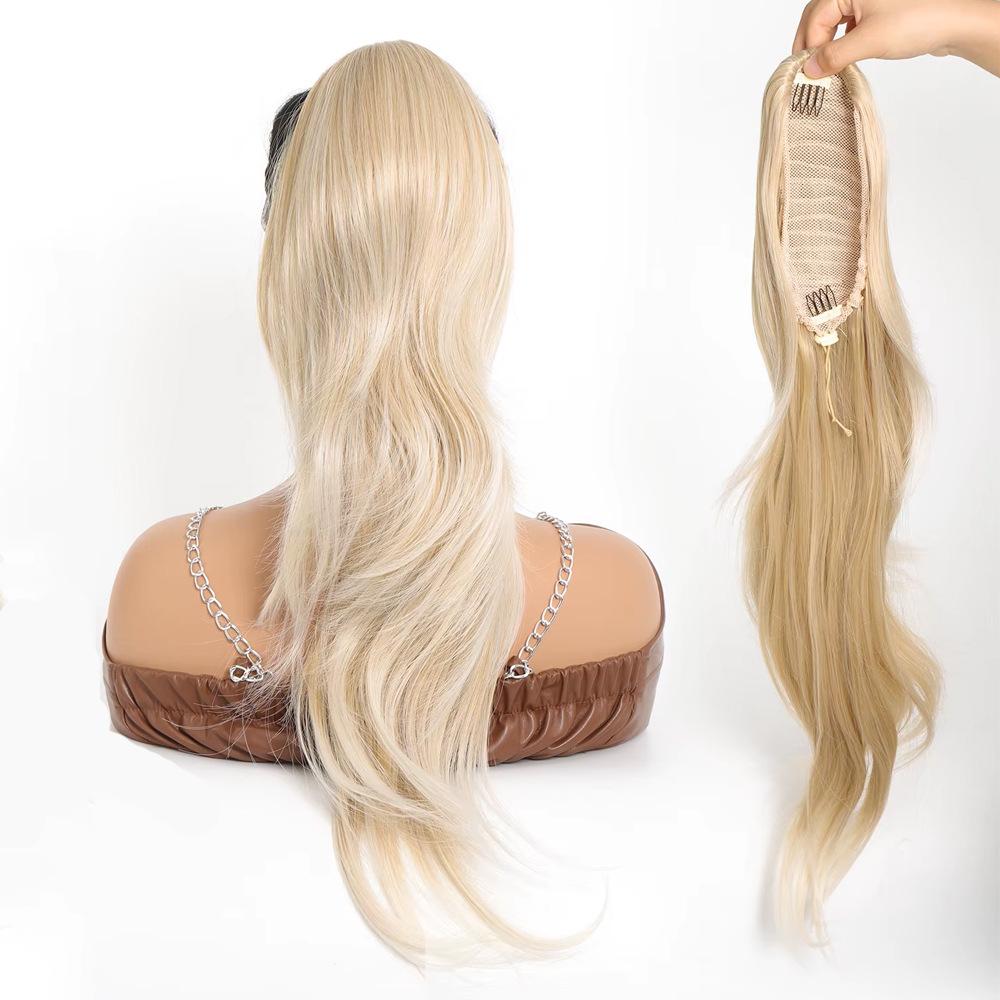 Weiblicher flauschiger Kunstfaser Mikro-Locken Kordelzug elastisches Netz Pferdeschwanz Perücke