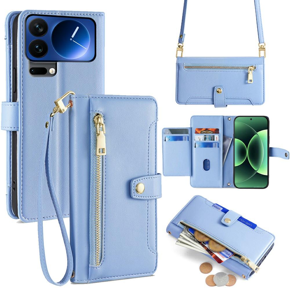 Dla Xiaomi 17 Pro Skórzane Etui Portfel z Kieszonką na Zamek Błyskawiczny Pokrowiec na Telefon z 2 Paskami