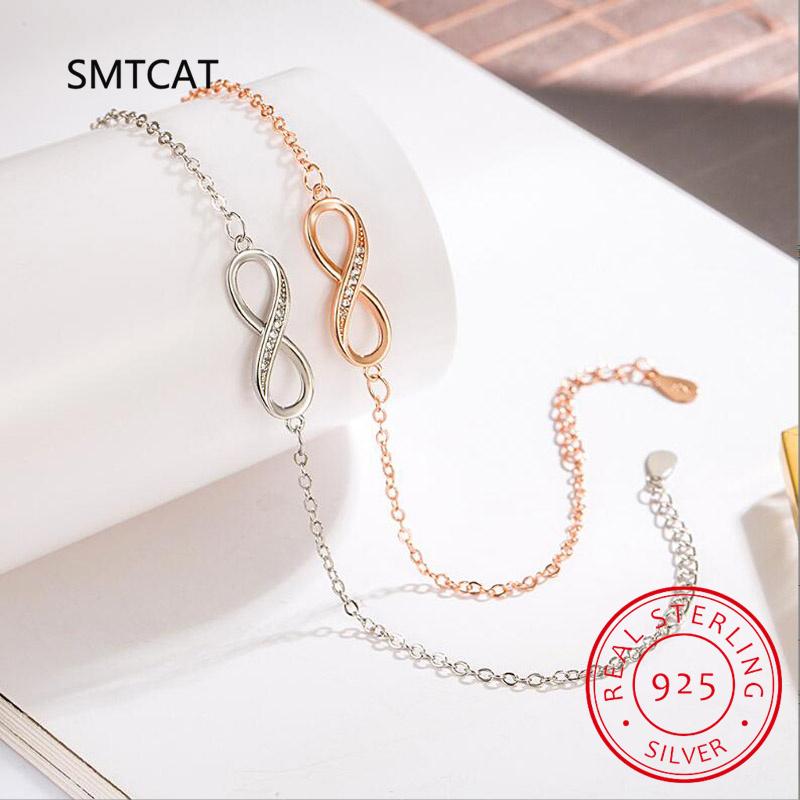 925 Silver Infinity Bracelets for Women Adjustable Friendship Bracelets & Bangles Wedding Gift Ideas