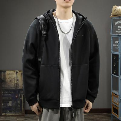 High-End Trendy Brand Hooded Cardigan Sweater Men'S Spring Heavy Solid Color Simple Double Zipper Jacket Casual Jacket