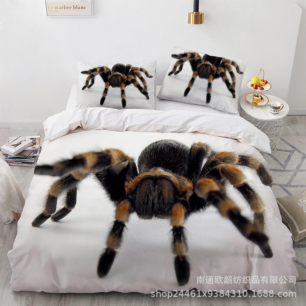 Spider Quilt Set Three-Piece Polyester 90G Abraded 3D Digital Four-Piece Bedding Set
