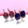 Purple Gold-Plated Rose Gold Inlaid With Smoke Blue Stone Egg Surface Temperament Style Fashion Trend Colored Gold Ear Buckle
