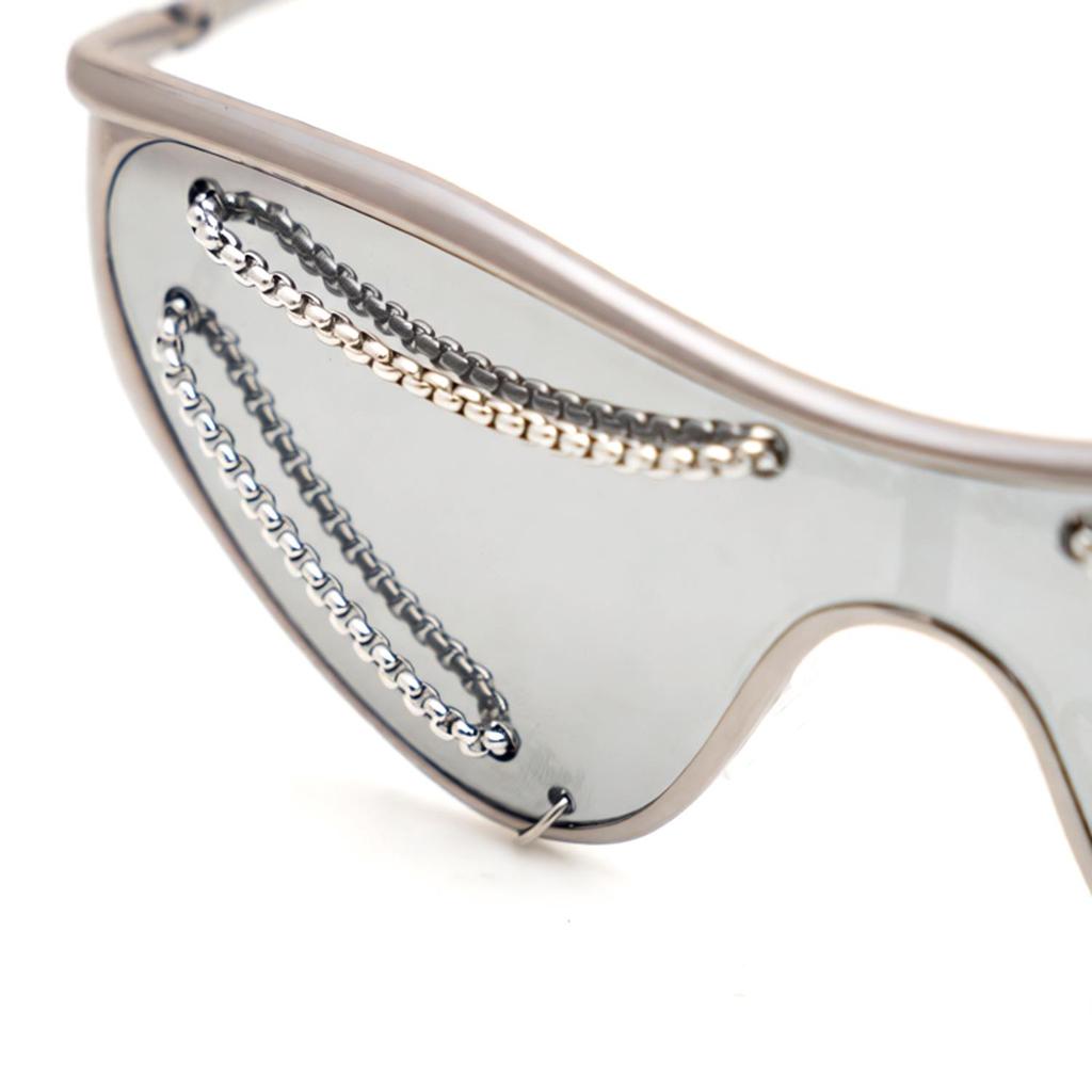 Trendy Cat Eye Chain Sunglasses with Cross Metal Frame – Fashionable European & American Design