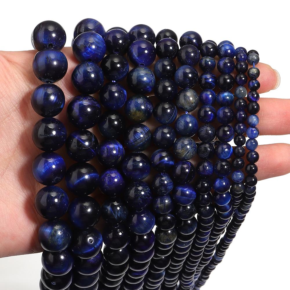 4 6 8 10 12mm Natural Stone Lapis Lazuli Tiger Eye Beads Round Loose Beads For Jewelry Making DIY Bracelets Necklace Accessories