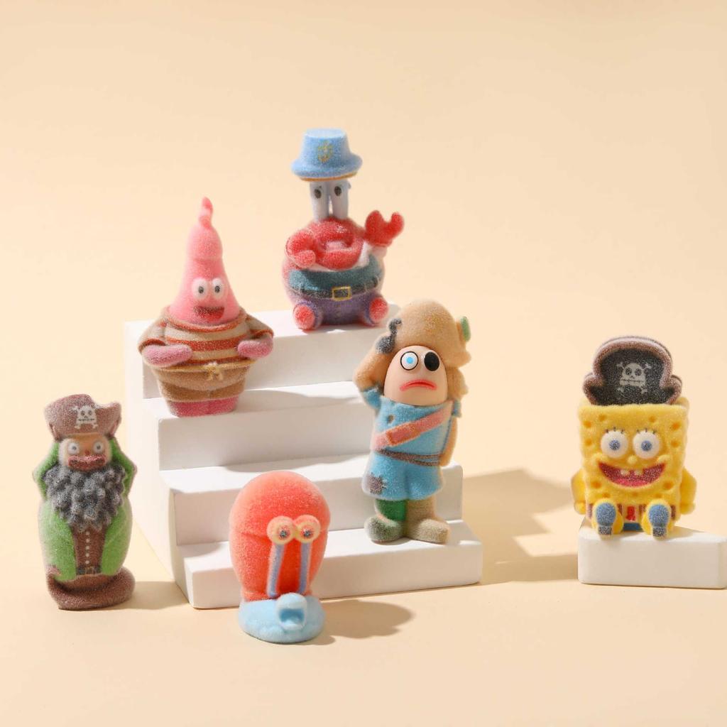 6 Stück/Set Spongebob Schwammkopf Anime Figuren Spielzeug Suche nach Schwammkopf Peripherie Beflockt Sammlerstück Modell Puppe Fans Geschenk