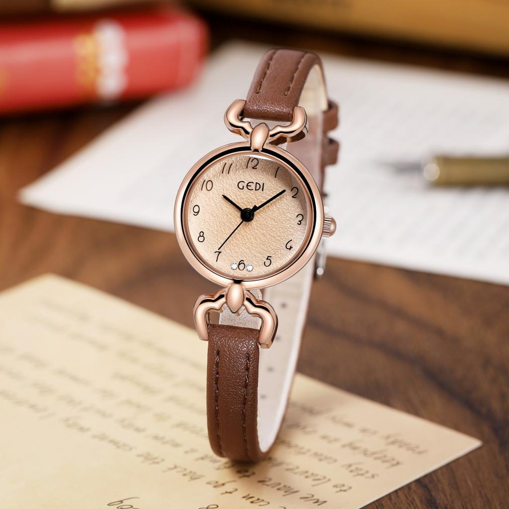 Watch Korean Version Niche Women's Watch Simple Spark Patterned Dial leather strap Waterproof Ladies Fashion Quartz Wristwatches