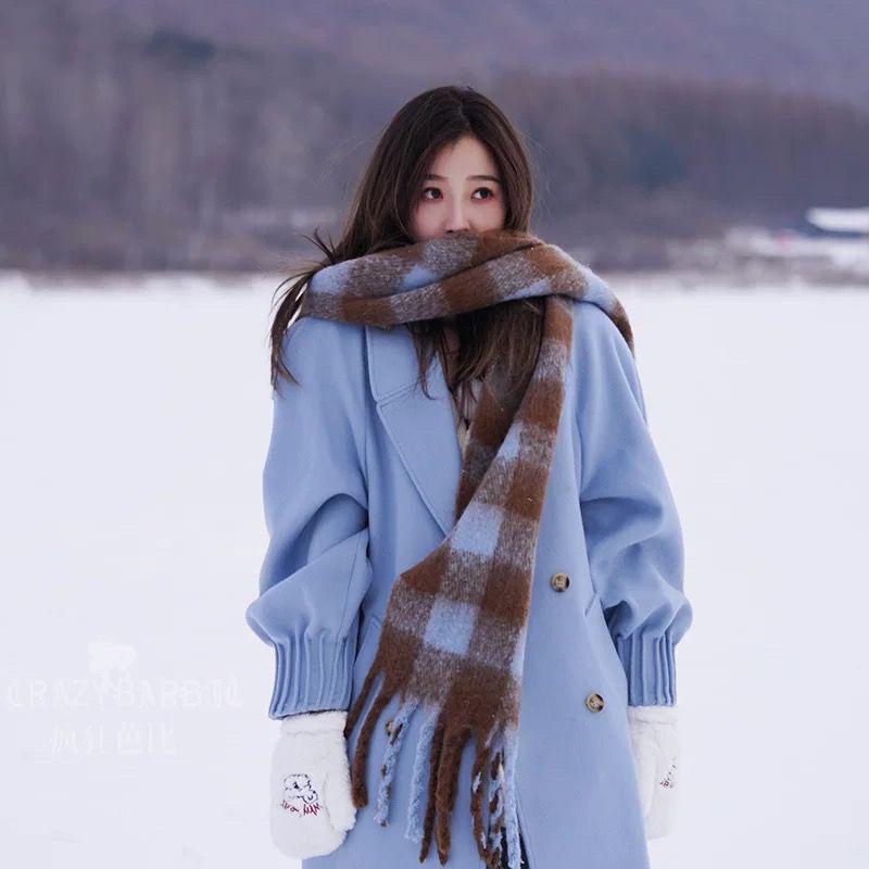 Korean Style Milk Coffee Heart Scarf: Cute, Versatile, Winter Shawl for Women and Students