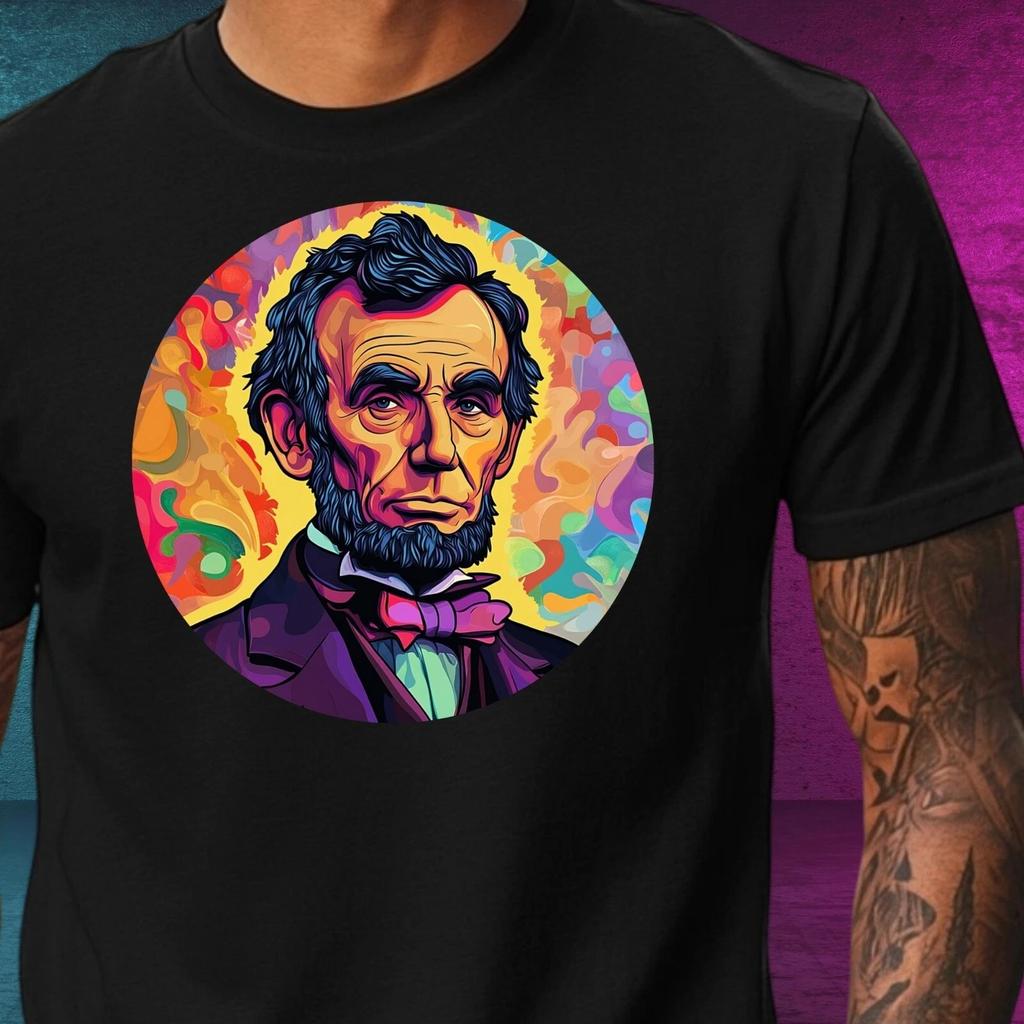 T-Shirt Herren Abraham Lincoln Pop Art Motiv Baumwolle Größe XS bis 5XL