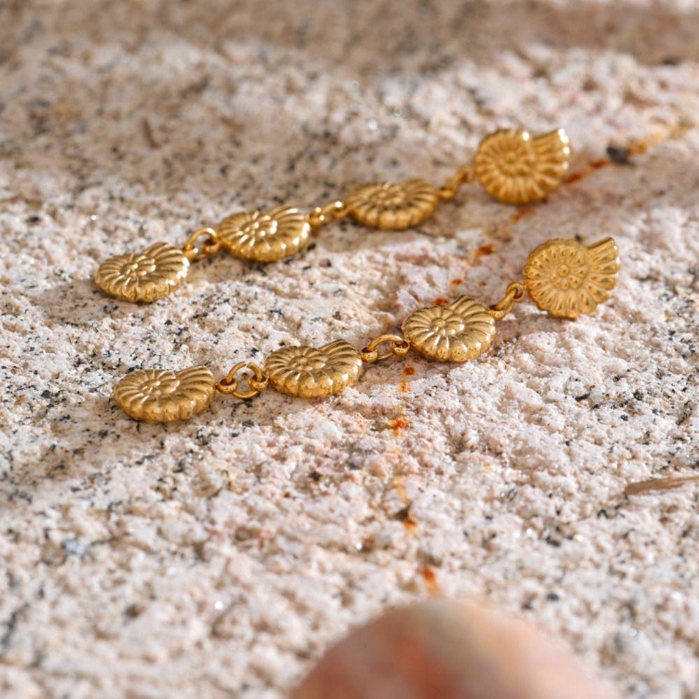 Golden Long Dangle Earrings Ocean Style Ear Pendants New Conch Earrings Women