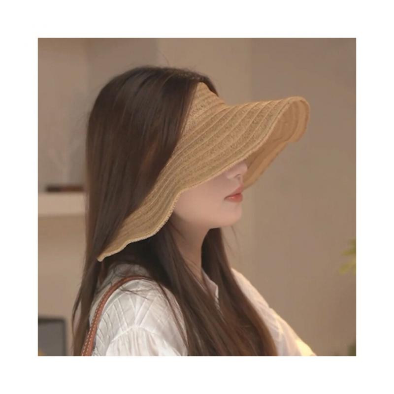 Simple Woven Women's Hat with a Wide Brim Summer Leisure Sun Protection for Going Out