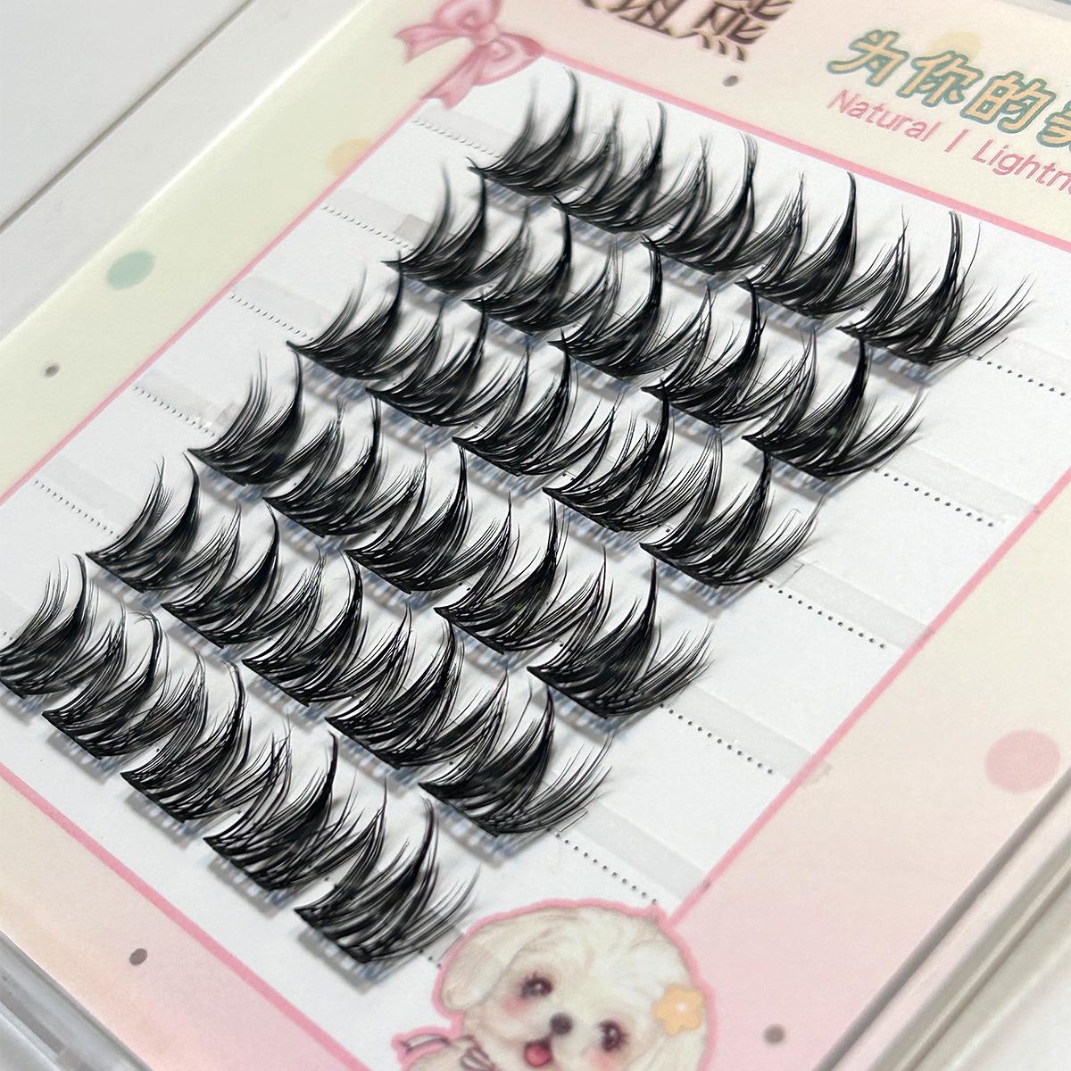 

Friendship Bear Glue-Free Natural False Eyelashes: Six-Row, Curled, Segmented for Beginners