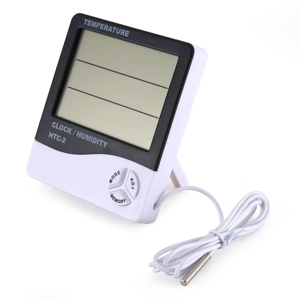 LCD Electronic Digital Temperature Humidity Meter Household Electronic Thermohygrometer Weather Station With Clock
