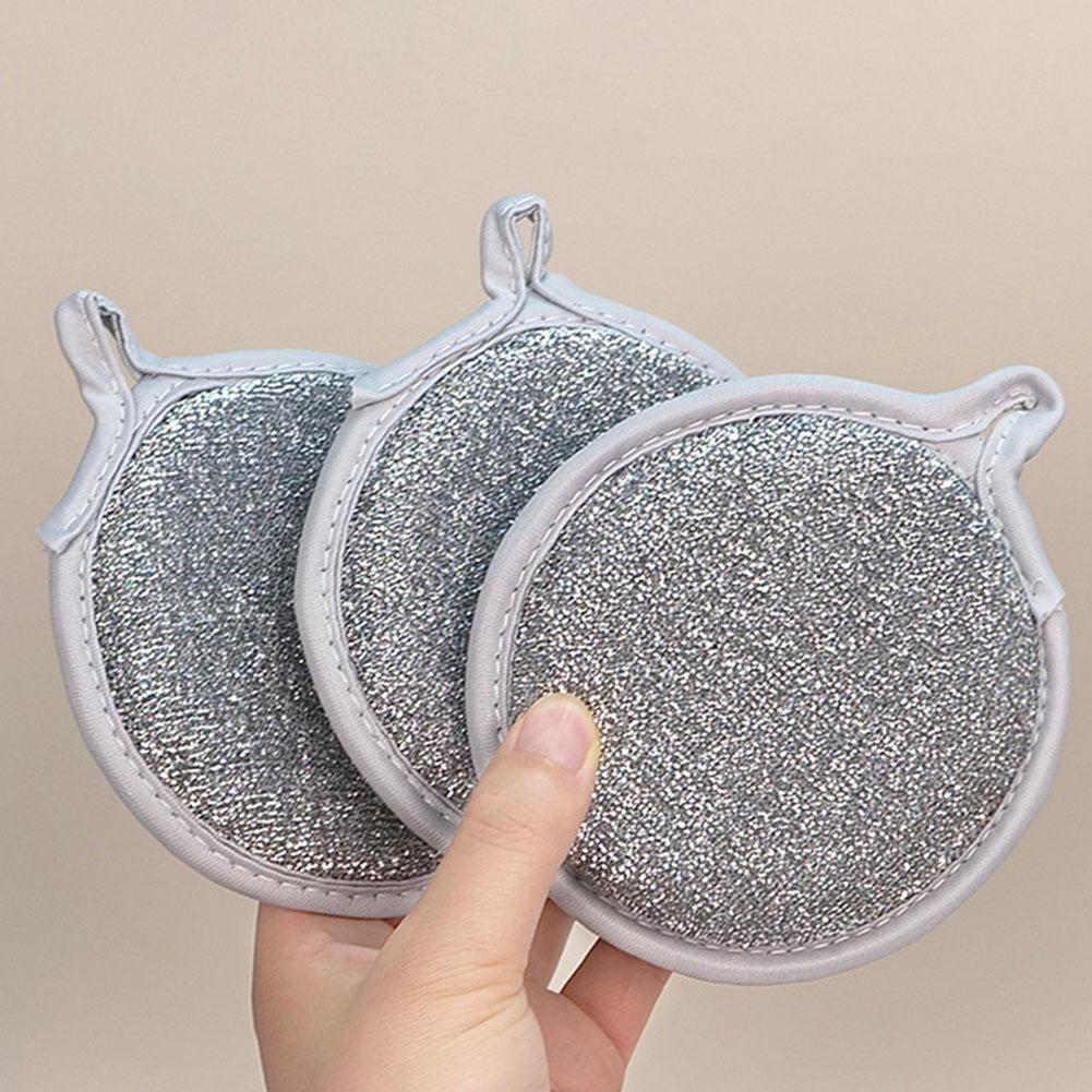 Double Sided Pot Cleaner Cleaning Rags Reusable Metal Cleaning Cloth Built-in Sponge Kitchen Pot Dish Pan Dishcloth for Wet Dry